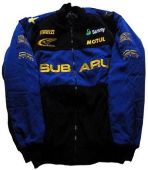 Subaru Blue and Black Jacket Winter Front